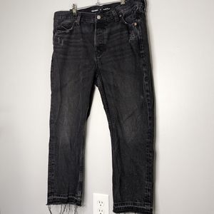 Old Navy Black High Rise Slouchy Straight Jeans Size 14